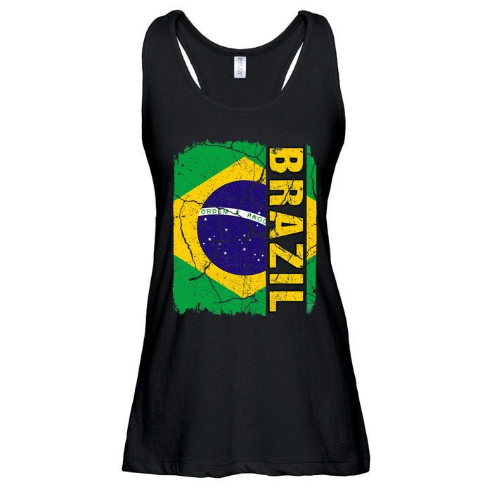 Vintage Brazilian Flag Brazil Pride Roots Heritage Gift Ladies Essential Flowy Tank