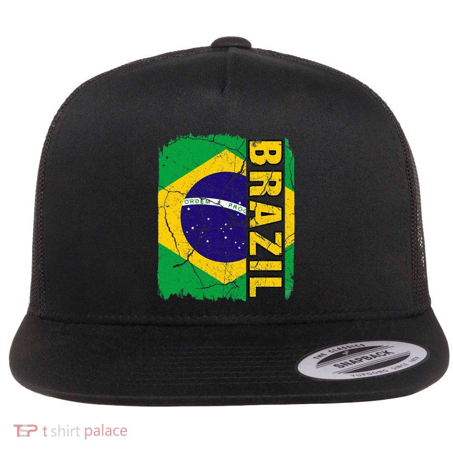 Vintage Brazilian Flag Brazil Pride Roots Heritage Gift Flatbill Hat