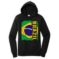 Vintage Brazilian Flag Brazil Pride Roots Heritage Gift Women's Pullover Hoodie