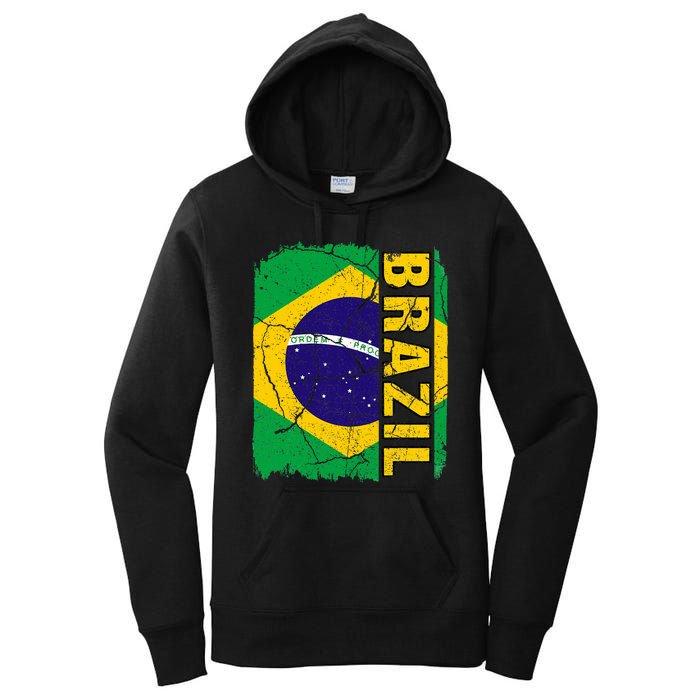 Vintage Brazilian Flag Brazil Pride Roots Heritage Gift Women's Pullover Hoodie