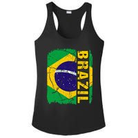 Vintage Brazilian Flag Brazil Pride Roots Heritage Gift Ladies PosiCharge Competitor Racerback Tank