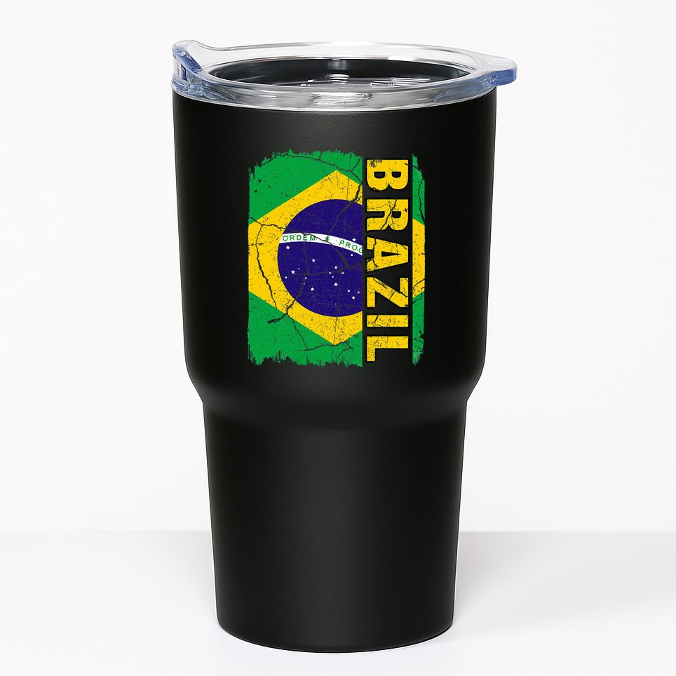 Vintage Brazilian Flag Brazil Pride Roots Heritage Gift Tumbler