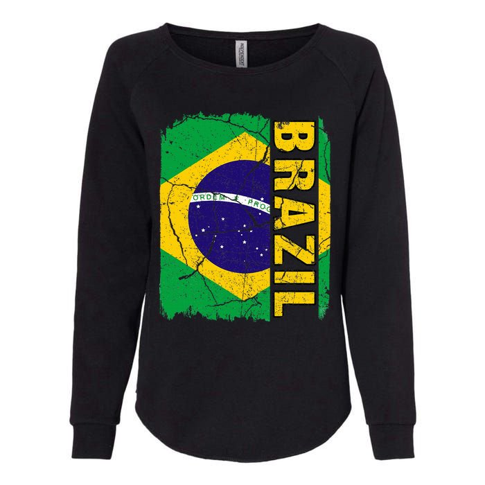 Vintage Brazilian Flag Brazil Pride Roots Heritage Gift Womens California Wash Sweatshirt