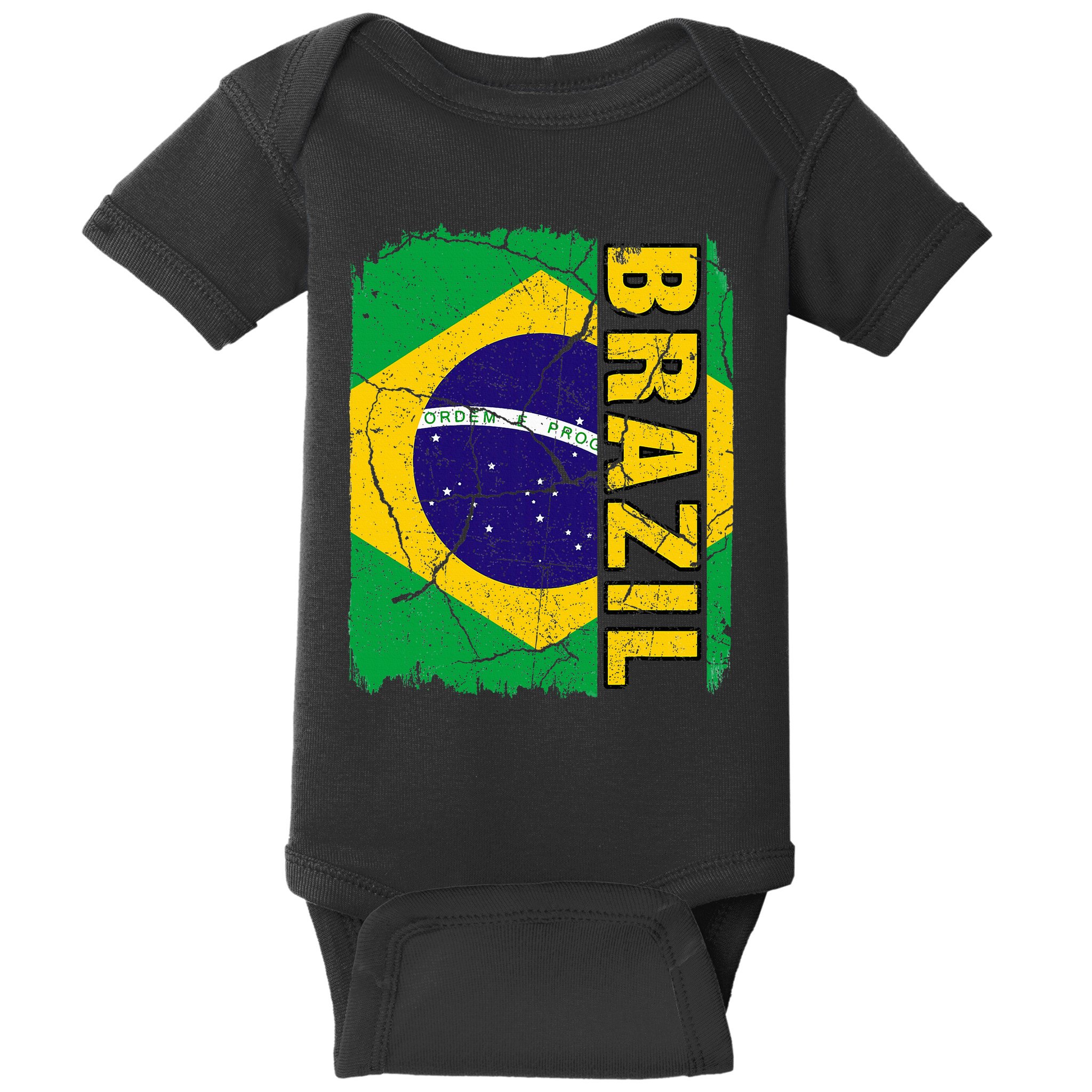 Vintage Brazilian Flag Brazil Pride Roots Heritage Gift Baby Bodysuit