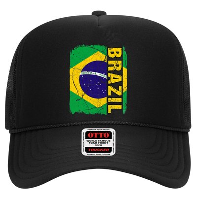 Vintage Brazilian Flag Brazil Pride Roots Heritage Gift Trucker Hat