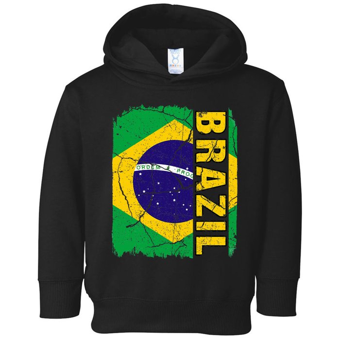 Vintage Brazilian Flag Brazil Pride Roots Heritage Gift Toddler Hoodie