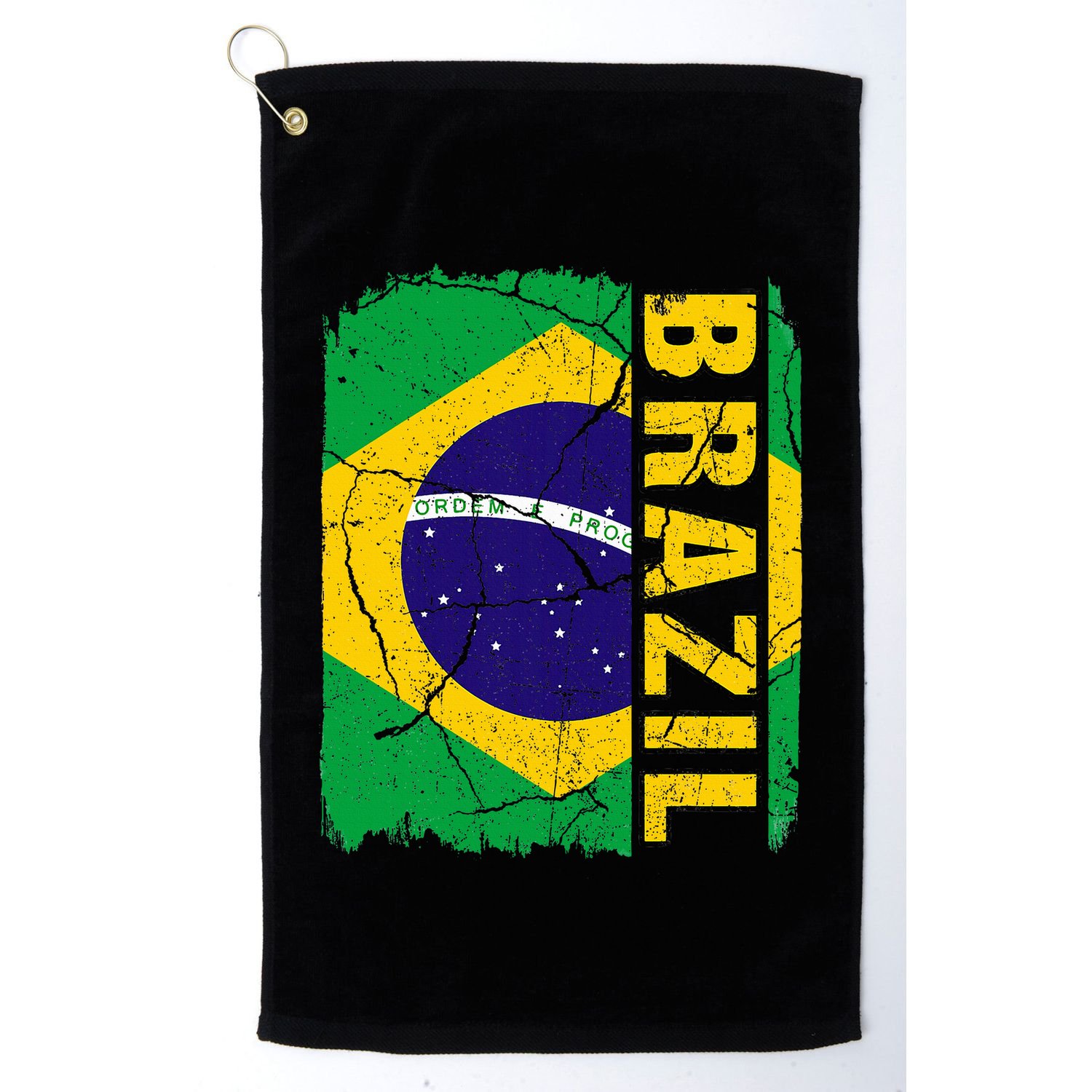 Vintage Brazilian Flag Brazil Pride Roots Heritage Gift Golf Towel