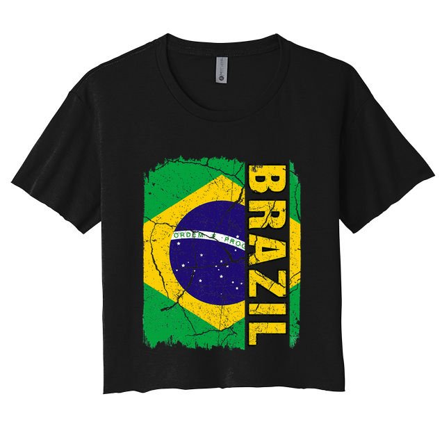 Vintage Brazilian Flag Brazil Pride Roots Heritage Gift Crop Top