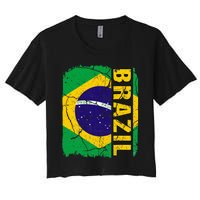 Vintage Brazilian Flag Brazil Pride Roots Heritage Gift Women's Crop Top Tee