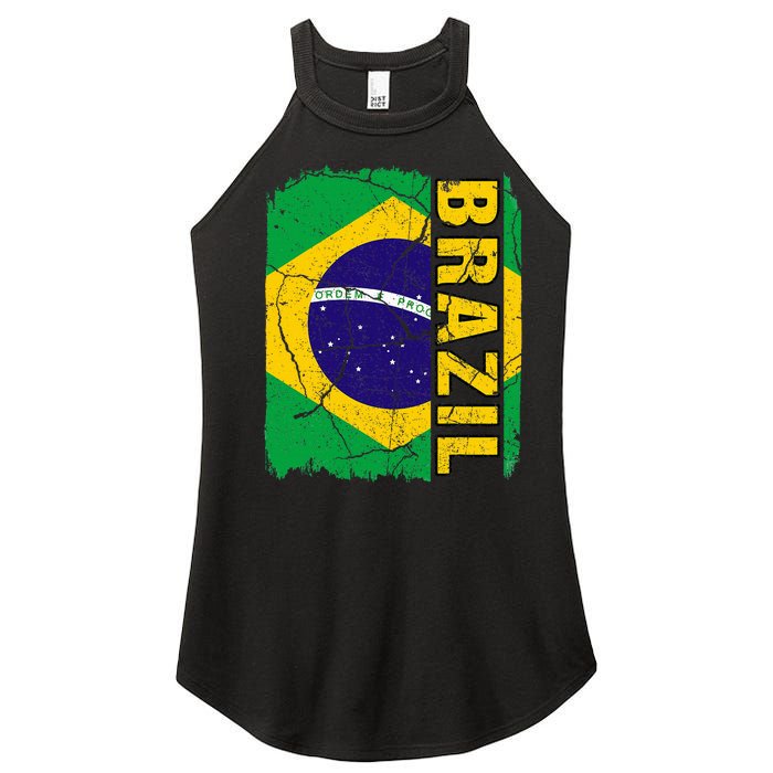 Vintage Brazilian Flag Brazil Pride Roots Heritage Gift Women's Perfect Tri Rocker Tank