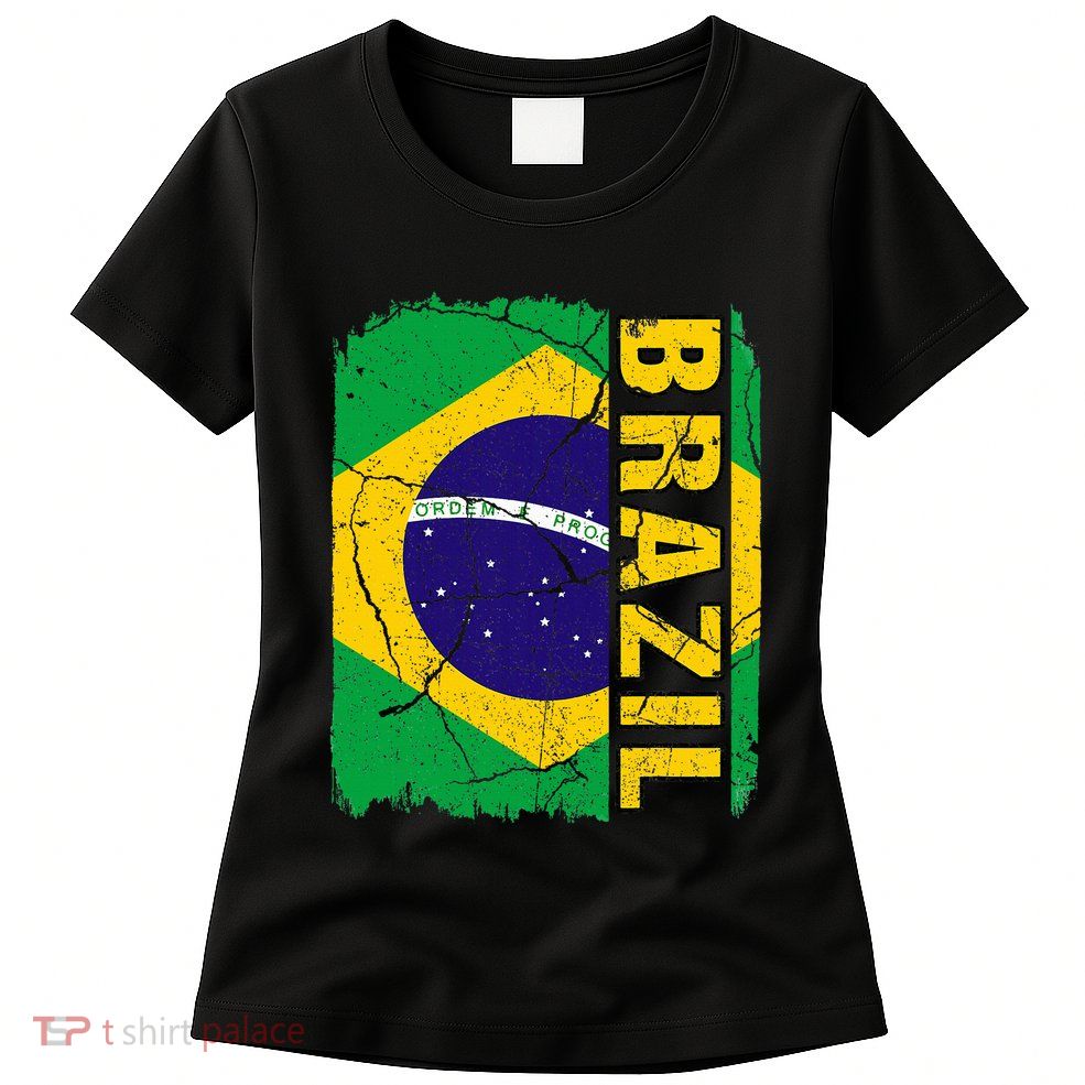 Vintage Brazilian Flag Brazil Pride Roots Heritage Gift Womens T-Shirt