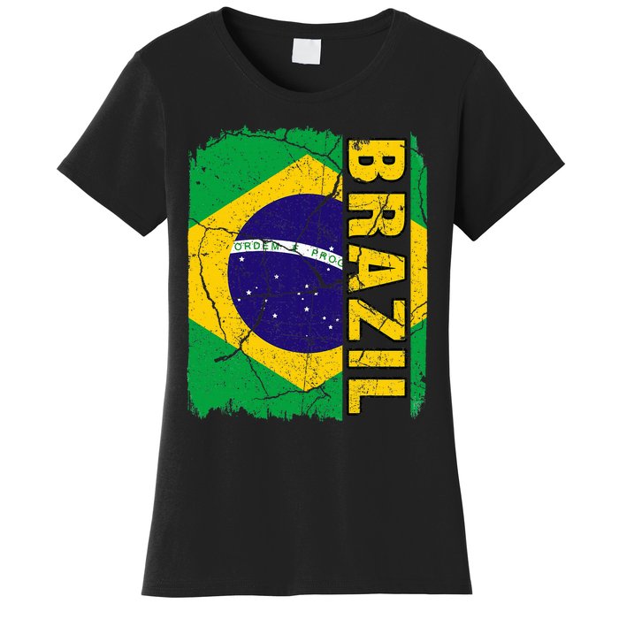 Vintage Brazilian Flag Brazil Pride Roots Heritage Gift Women's T-Shirt