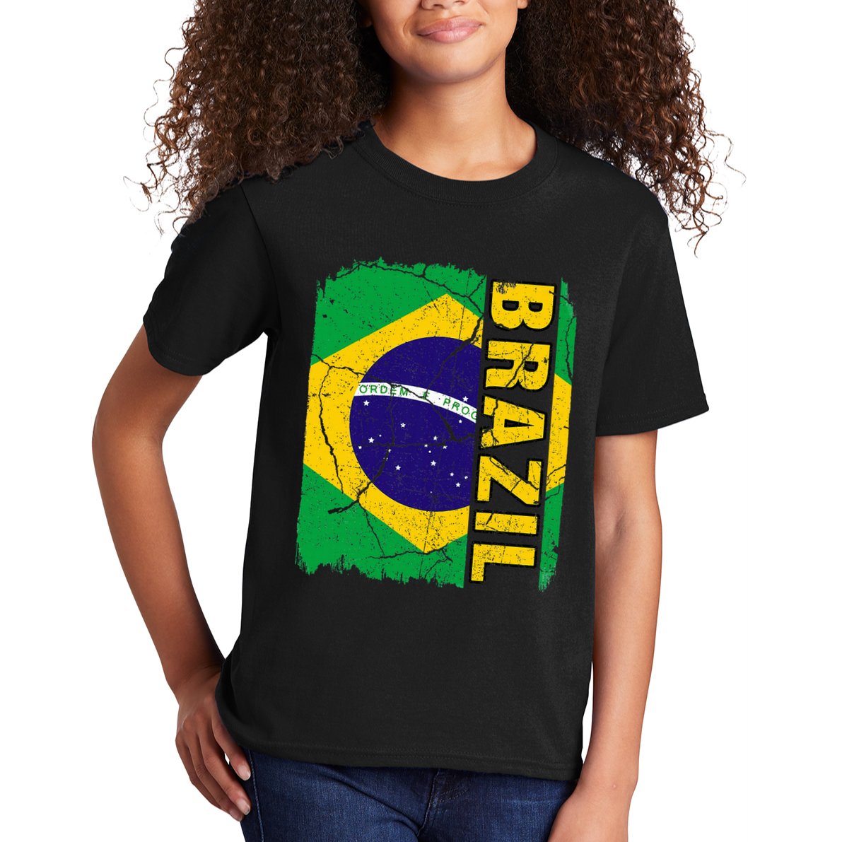 Vintage Brazilian Flag Brazil Pride Roots Heritage Gift Kids T-Shirt