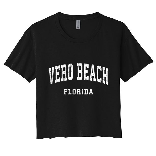 Vero Beach Florida Fl Vintage Athletic Sports Design Crop Top