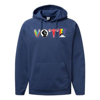 Vote Books Fist Ovaries Lgtbq Performance Fleece Hoodie