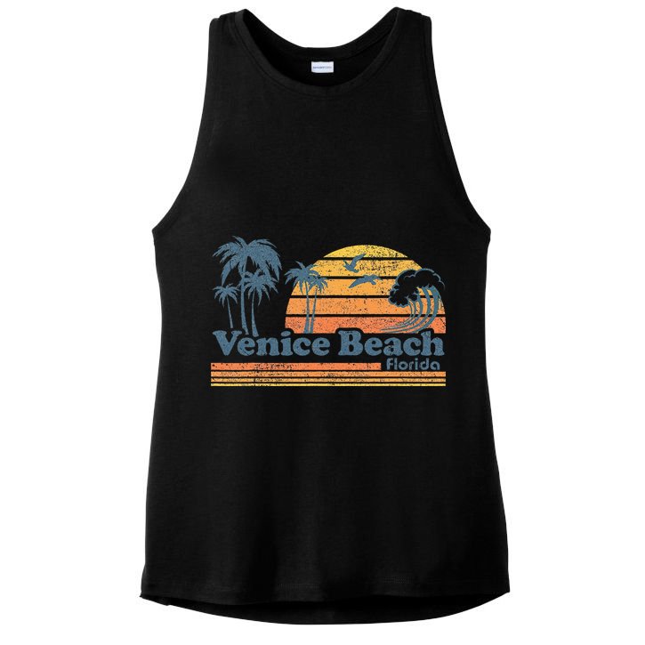 Venice Beach Florida Vintage Spring Break Vacation Retro Ladies PosiCharge Tri-Blend Wicking Tank
