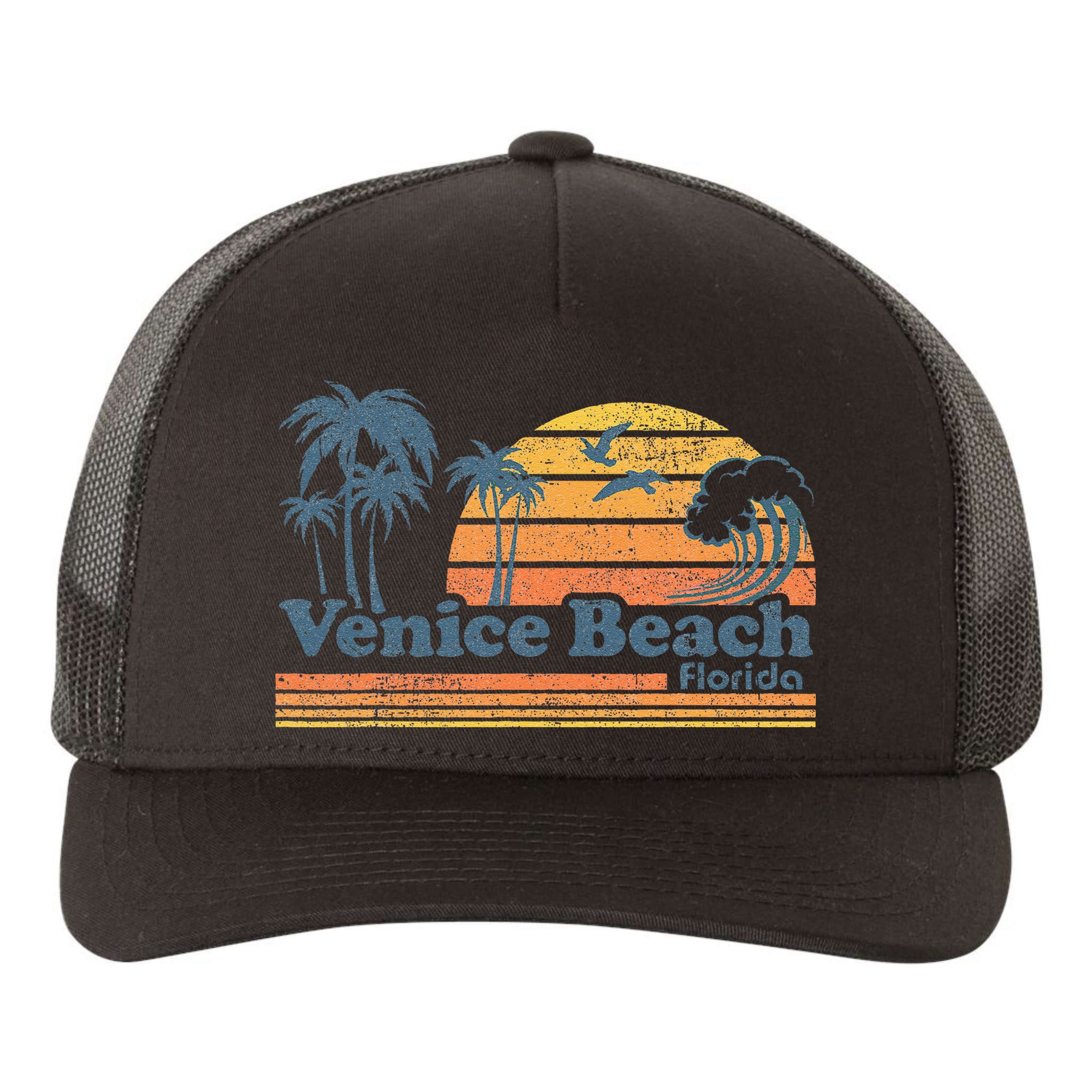 Venice Beach Florida Vintage Spring Break Vacation Retro Yupoong Adult 5-Panel Trucker Hat