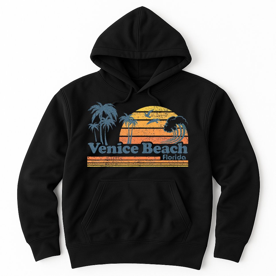 Venice Beach Florida Vintage Spring Break Vacation Retro Hoodie