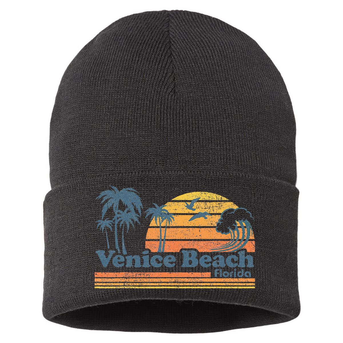 Venice Beach Florida Vintage Spring Break Vacation Retro Sustainable Knit Beanie
