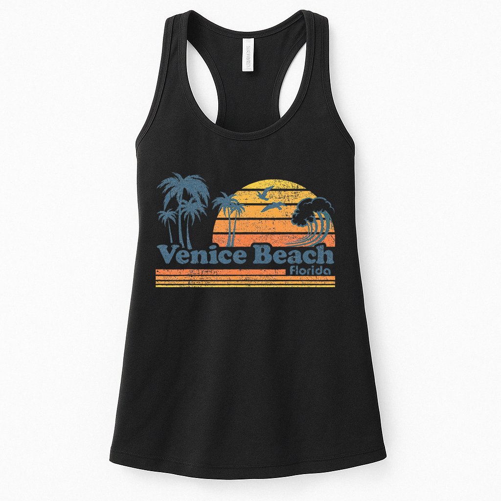 Venice Beach Florida Vintage Spring Break Vacation Retro Womens Tank Top