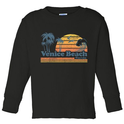 Venice Beach Florida Vintage Spring Break Vacation Retro Toddler Long Sleeve Shirt