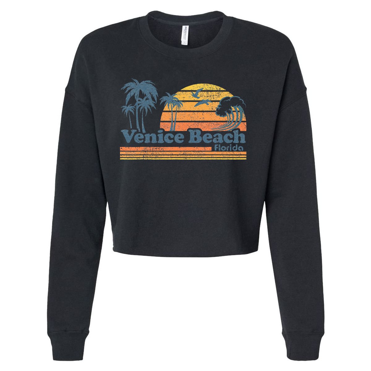Venice Beach Florida Vintage Spring Break Vacation Retro Cropped Pullover Crew