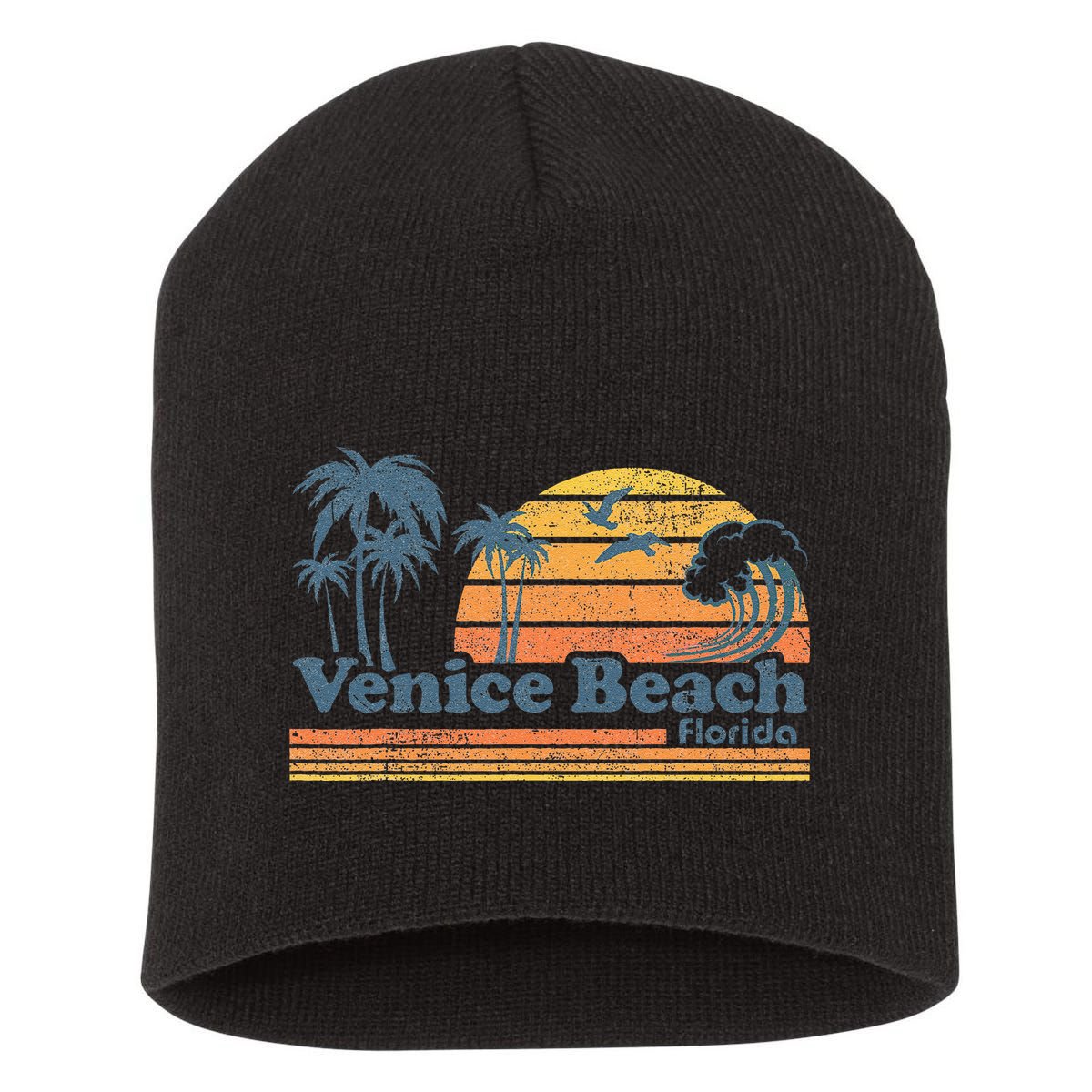 Venice Beach Florida Vintage Spring Break Vacation Retro Short Acrylic Beanie