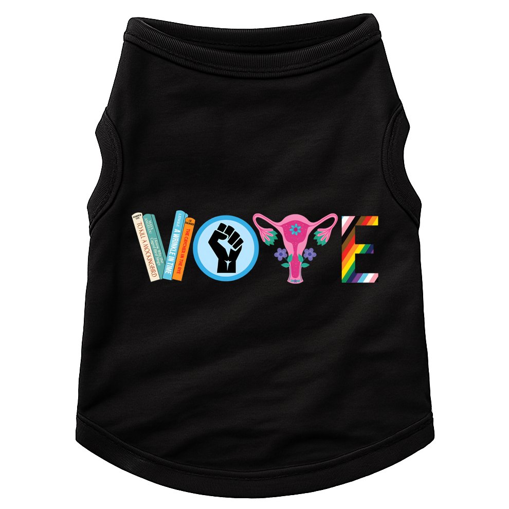 Vote Books Fist Ovaries Lgtbq Doggie Tank