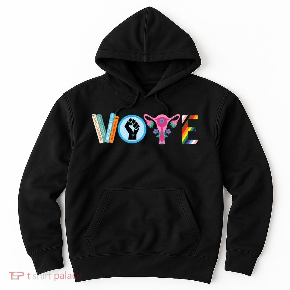 Vote Books Fist Ovaries Lgtbq Hoodie