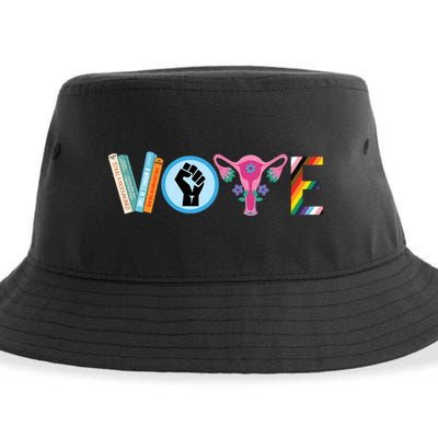 Vote Books Fist Ovaries Lgtbq Sustainable Bucket Hat