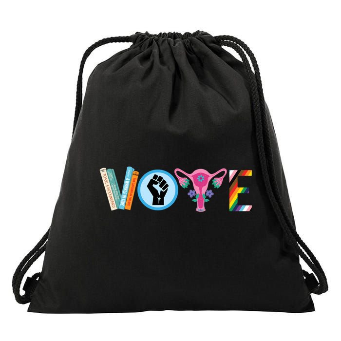 Vote Books Fist Ovaries Lgtbq Drawstring Bag
