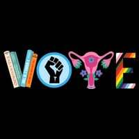 Vote Books Fist Ovaries Lgtbq Drawstring Bag
