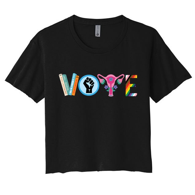 Vote Books Fist Ovaries Lgtbq Crop Top