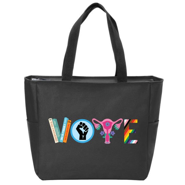 Vote Books Fist Ovaries Lgtbq Zip Tote Bag