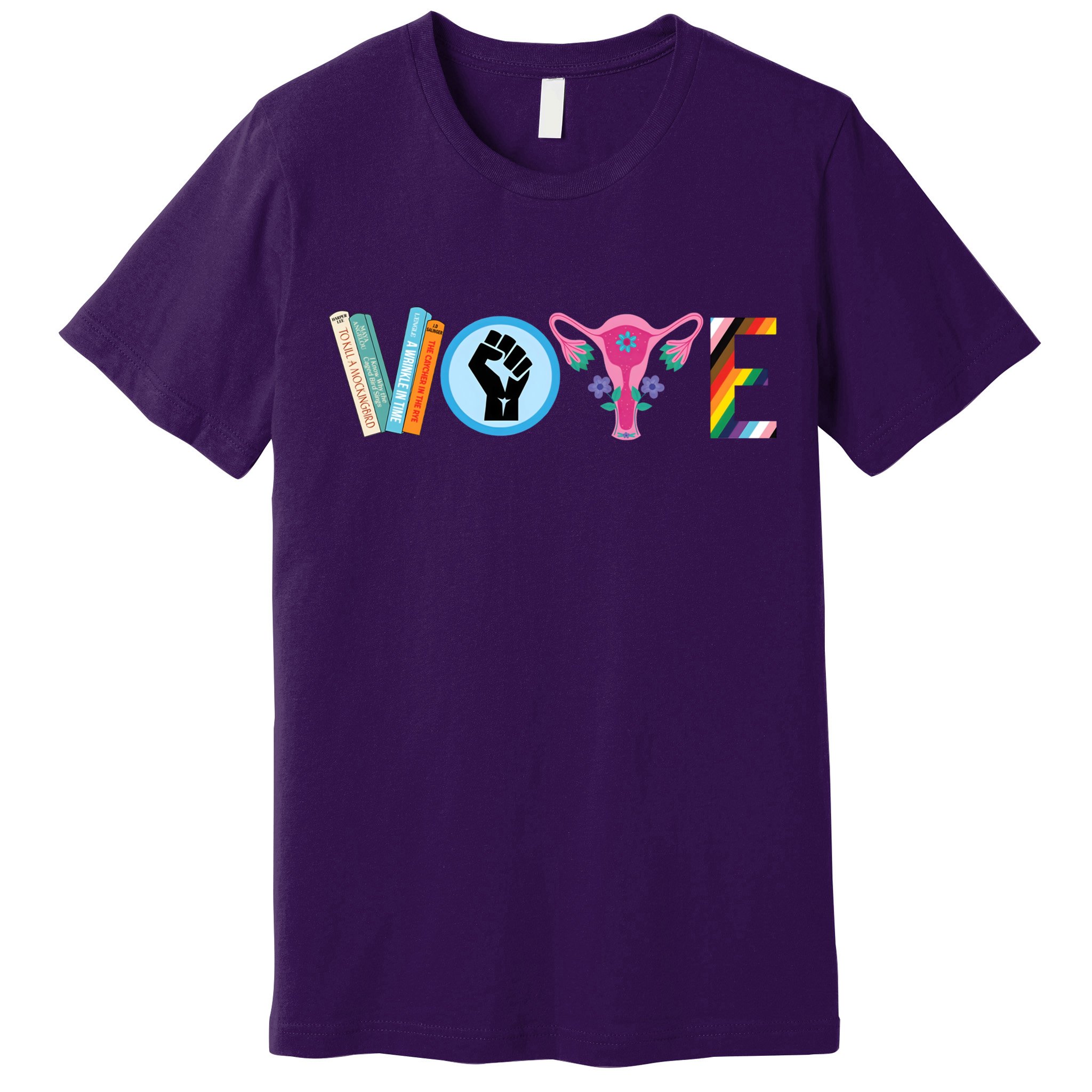 Vote Books Fist Ovaries Lgtbq Premium T-Shirt