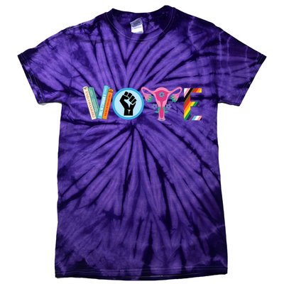 Vote Books Fist Ovaries Lgtbq Tie-Dye T-Shirt