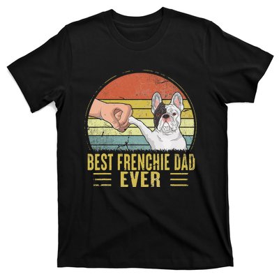 Vintage Best Frenchie Dad Ever Fist Bump French Bulldog Dad T-Shirt