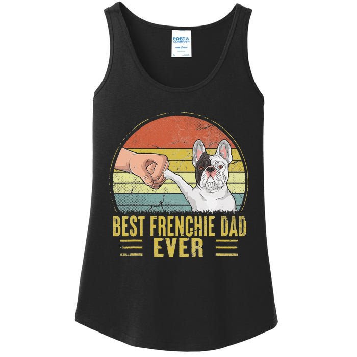 Vintage Best Frenchie Dad Ever Fist Bump French Bulldog Dad Ladies Essential Tank