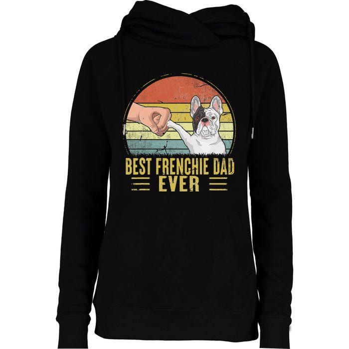 Vintage Best Frenchie Dad Ever Fist Bump French Bulldog Dad Womens Funnel Neck Pullover Hood