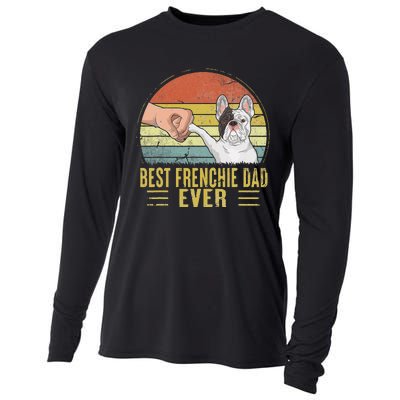 Vintage Best Frenchie Dad Ever Fist Bump French Bulldog Dad Cooling Performance Long Sleeve Crew