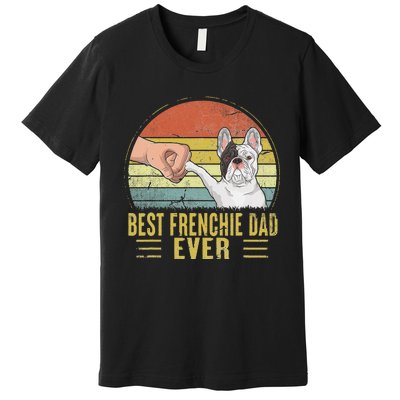 Vintage Best Frenchie Dad Ever Fist Bump French Bulldog Dad Premium T-Shirt