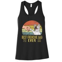 Vintage Best Frenchie Dad Ever Fist Bump French Bulldog Dad Women's Racerback Tank