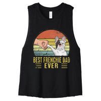 Vintage Best Frenchie Dad Ever Fist Bump French Bulldog Dad Women's Racerback Cropped Tank