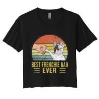 Vintage Best Frenchie Dad Ever Fist Bump French Bulldog Dad Women's Crop Top Tee