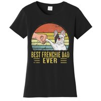 Vintage Best Frenchie Dad Ever Fist Bump French Bulldog Dad Women's T-Shirt