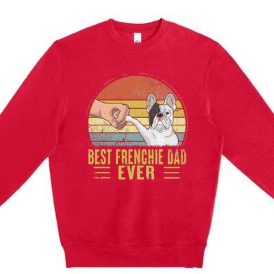 Vintage Best Frenchie Dad Ever Fist Bump French Bulldog Dad Premium Crewneck Sweatshirt