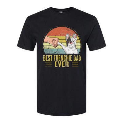 Vintage Best Frenchie Dad Ever Fist Bump French Bulldog Dad Softstyle CVC T-Shirt