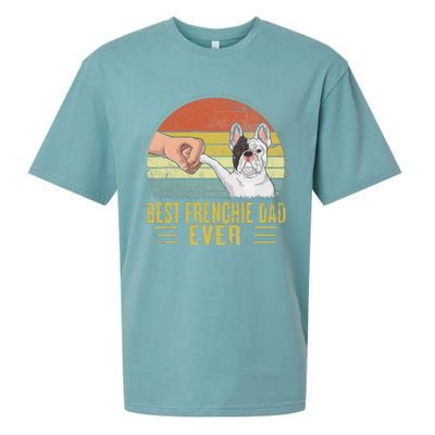 Vintage Best Frenchie Dad Ever Fist Bump French Bulldog Dad Sueded Cloud Jersey T-Shirt