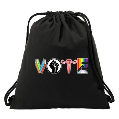Vote Books Fist Ovaries Lgtbq Drawstring Bag