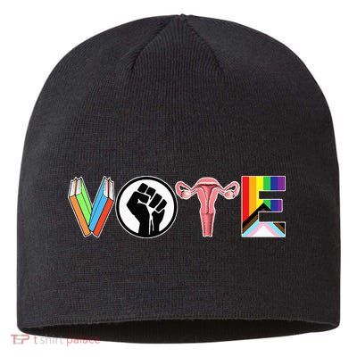 Vote Books Fist Ovaries Lgtbq Sustainable Beanie